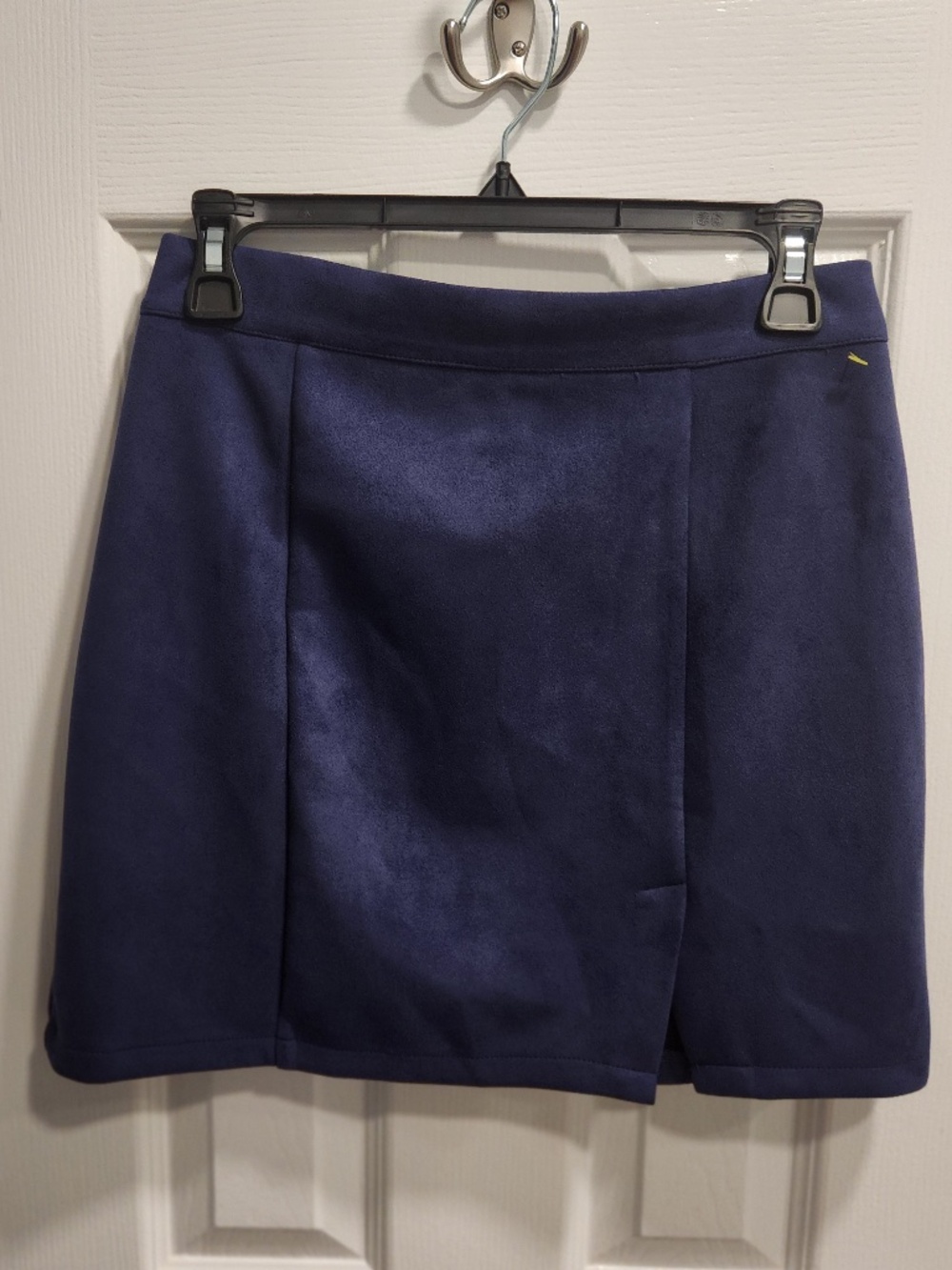 Mini / Short Skirt Navy Blue Sz Med Zipper Closure Front Slit Suede-like Feel